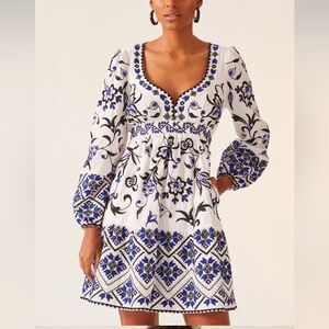 Anthropologie Sweetheart Embroidered Mini Dress